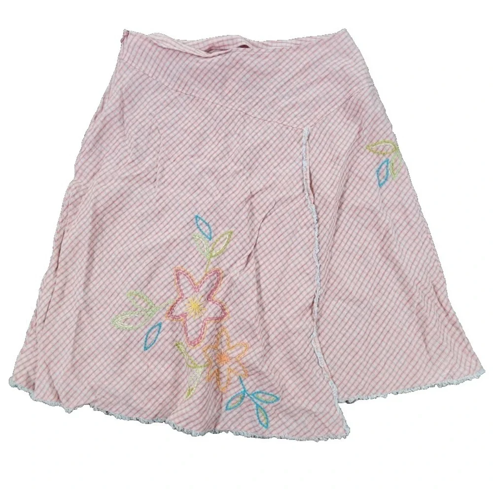 J. Jill Plaid Embroidered Flower Skirt Size 14‎